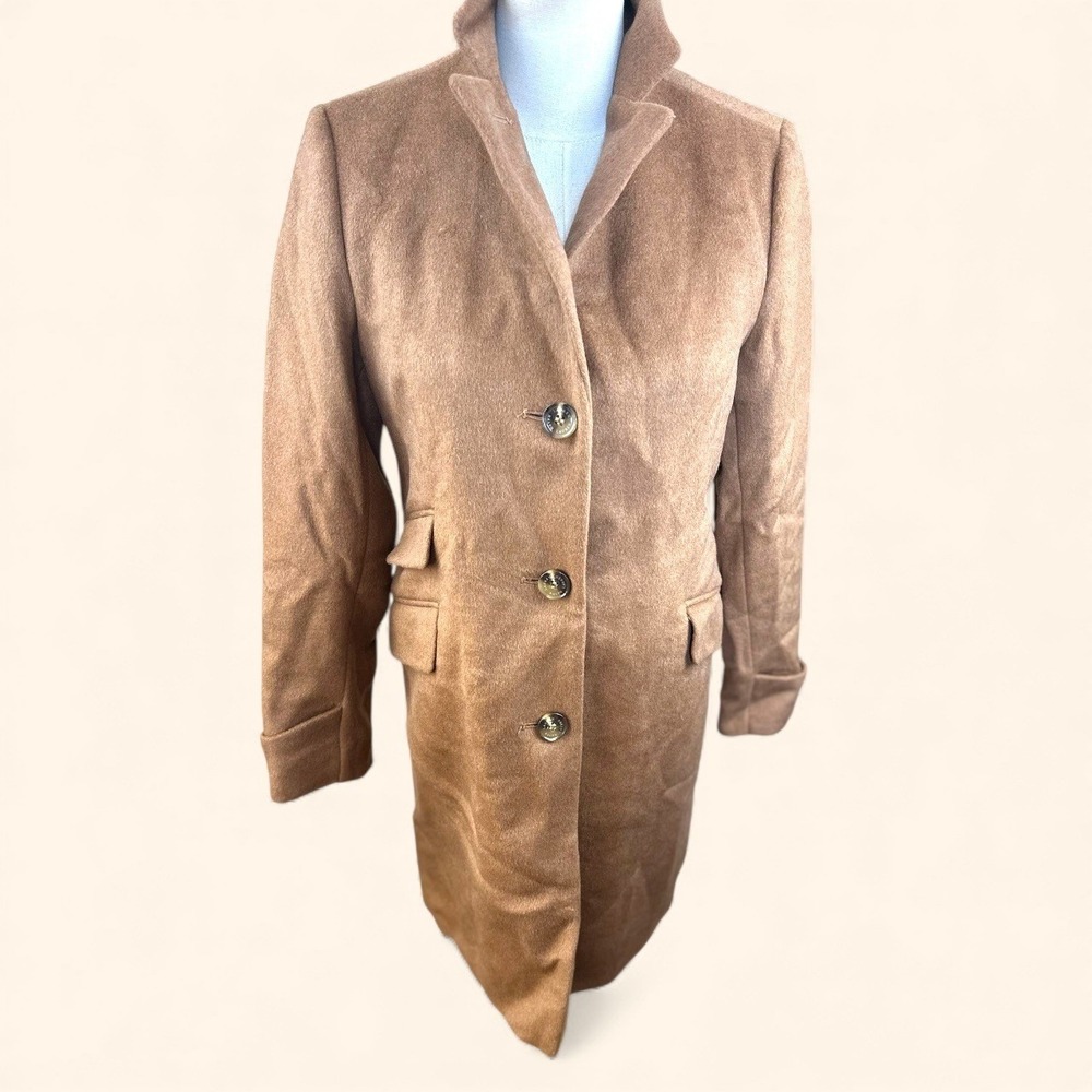 Lauren Ralph Lauren NWT 2 Petite Wool Blend Button Front Classic Coat Camel